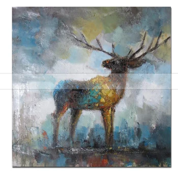 

Professional Handmade High Quality Art Deer Oil Painting On Canvas Abstract Animal Deer Oil Painting For Wall Art Home Decorate