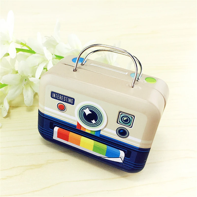 

Mini Storage Tin Box Retro Suitcase Handbag Small Rectangular Candy Box Small Iron Container 6C0239