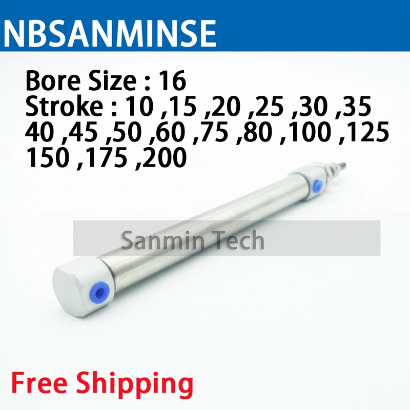 Compressed Air CJ2B 16 Bore Size ISO Air Cylinder Single Acting Spring Return / Extend , Double Acting Pneumatic Parts Sanmin acting