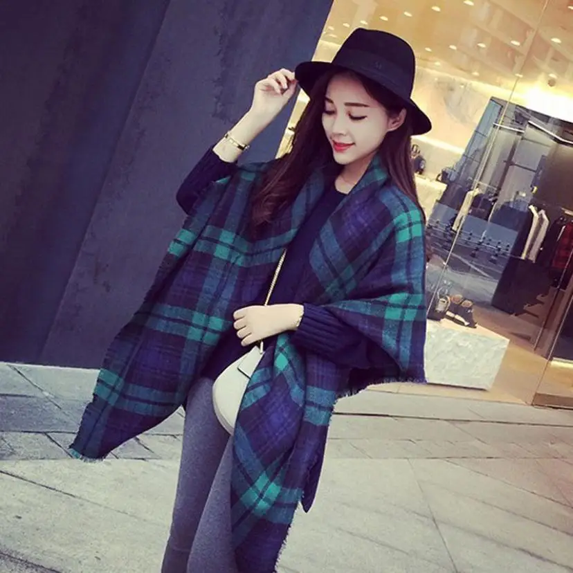 Echarpe Elegant Lady Blanket Oversized font b Tartan b font Scarf Women Fashion Plaid Printed Long
