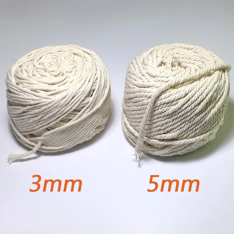 Braided Woven Twisted Cotton Cord DIY Beading String Packing Rope Decorative Craft Thread Jewelry Bags Accessories 3mm 5mm