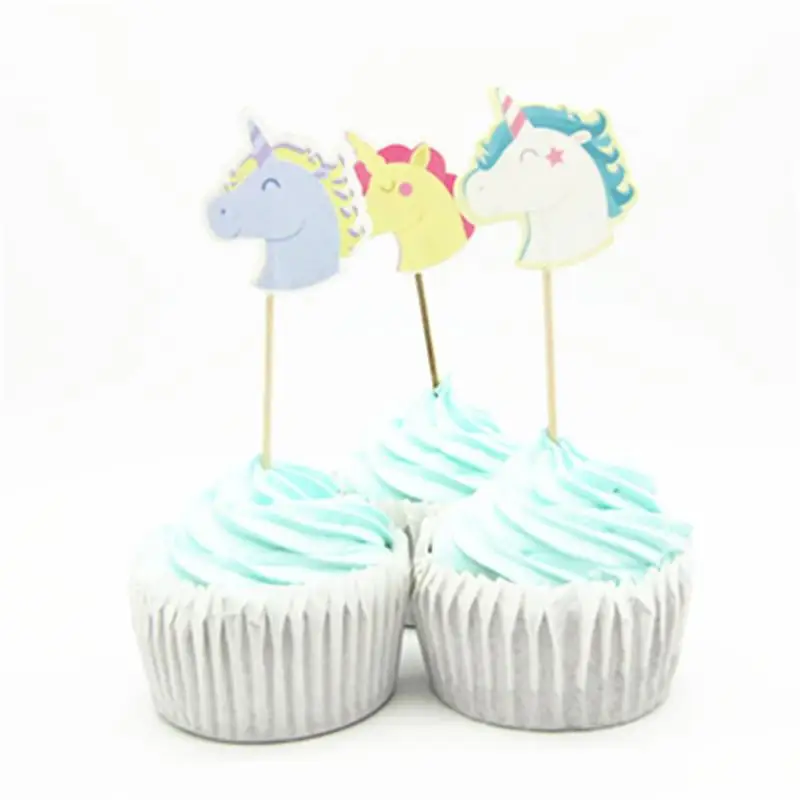 24 шт./лот Единорог кекс ботворезы выбирает для Happy День рождения baby shower декор для мальчиков и девочек рождественские украшения для дома торт