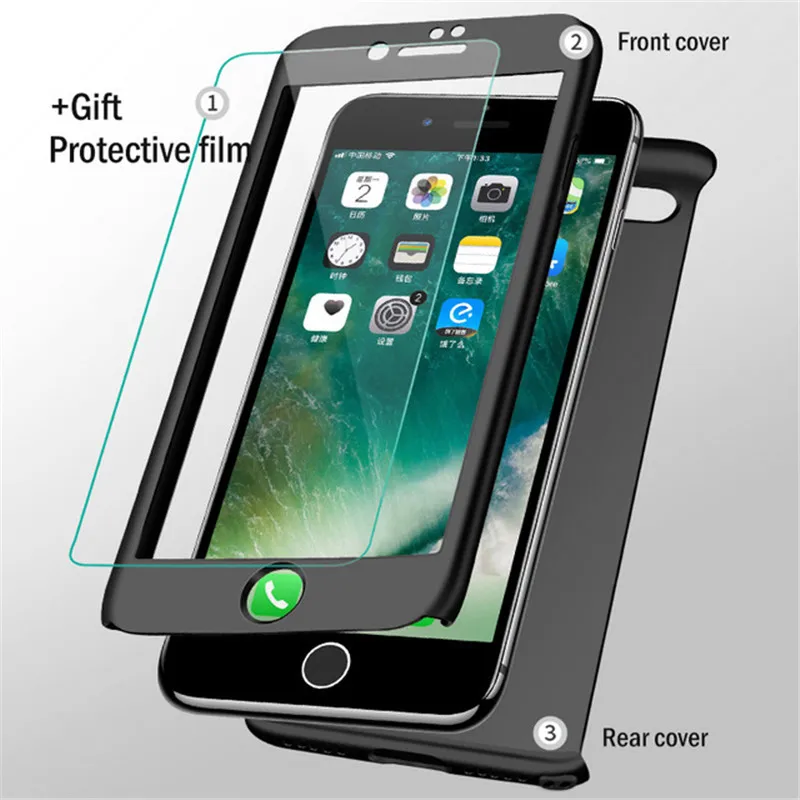 SHUOHU Роскошный 360 полный защитный чехол для телефона s Iphone X 8 7 6 6S Plus PC 5S SE 5 Чехол со