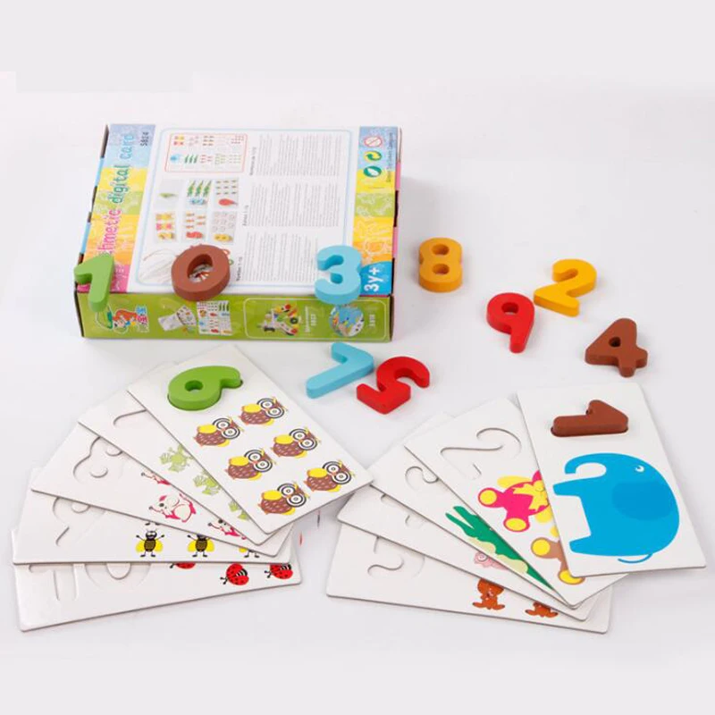 

number Cards Montessori Cognition Puzzle Toy For Toddlers 0-9 Early Education Baby Wooden Puzzles Wood Toys New