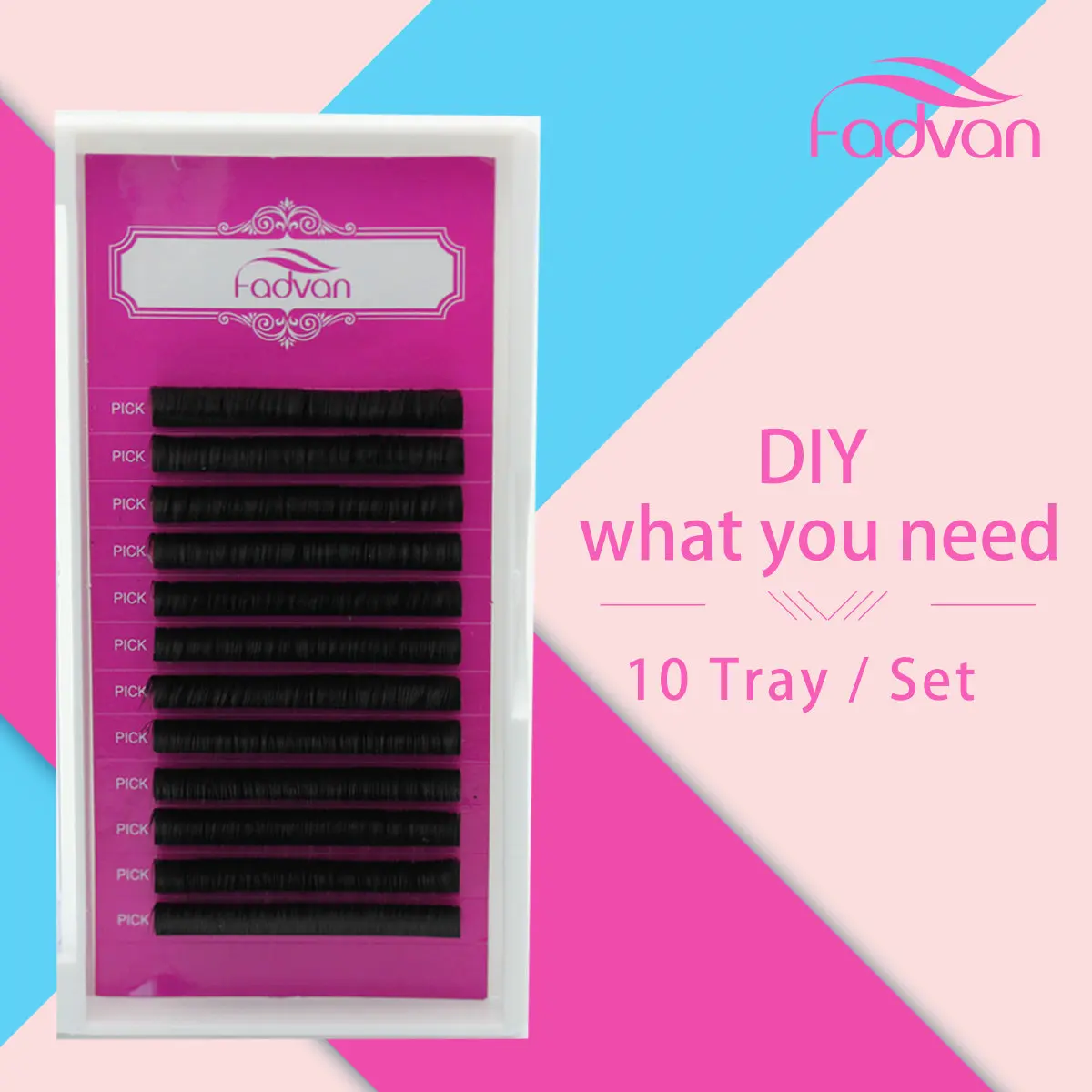 

10 Case/lot flare eyelash DIY waht you need like 2D/3D/4D/5D easy to grafting Individual lash extensions tools silk eyelashes