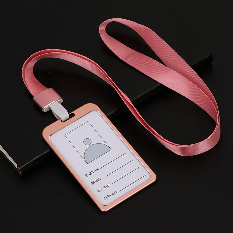 1 шт. Высокое качество алюминиевый сплав держатель для карт имя работника ID карта Обложка металлический рабочий сертификат удостоверение личности значок ID Бизнес чехол - Цвет: pink 2