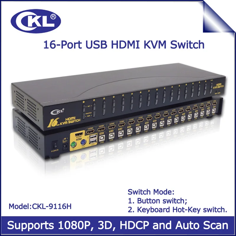 2017 CKL HDMI KVM Switch 16 Port Auto USB KVM Switcher for