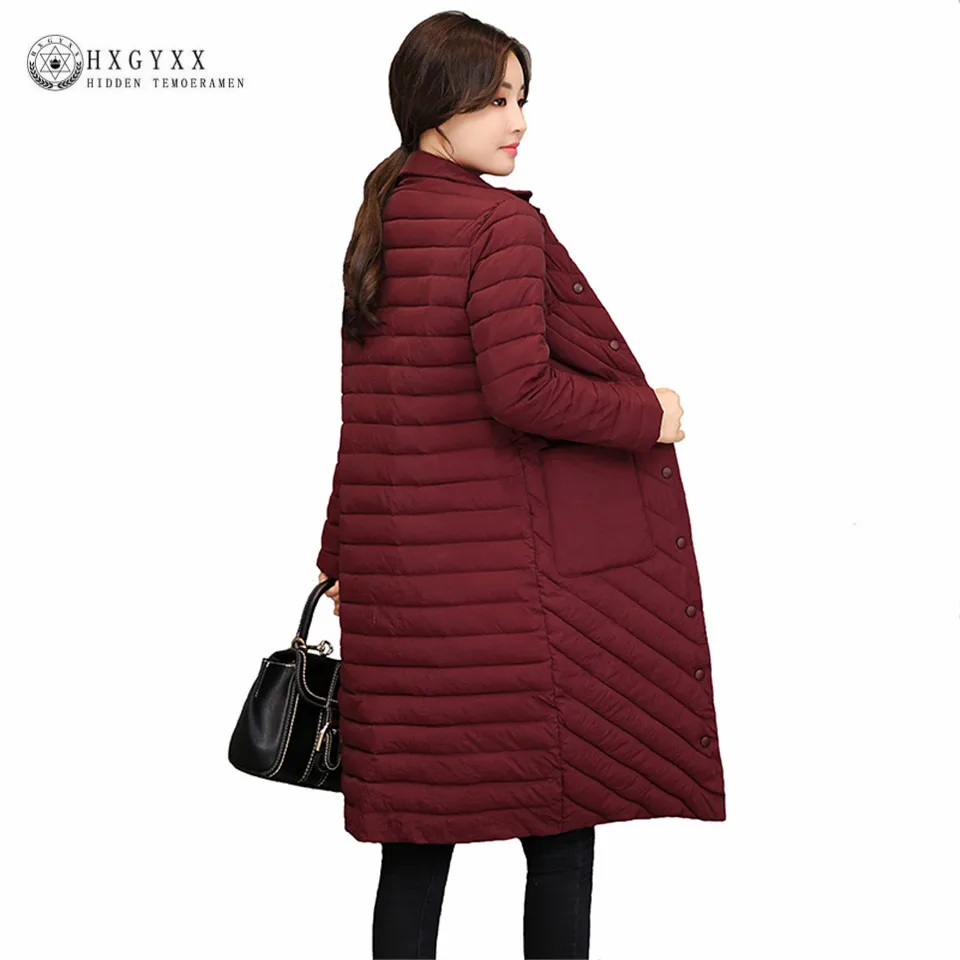 Зимний длинный пуховик Для женщин зимнее Стеганое пальто тонкий размера плюс теплые военные парка женский длинный пуховик хлопковая верхняя одежда O4 - Цвет: purplish red