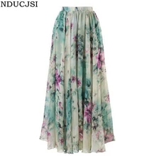 NDUCJSI Женская Макси юбка Boho Летняя мода клеш в складку Высокая талия большие шифоновые юбки элегантная длинная юбка женская пляжная юбка