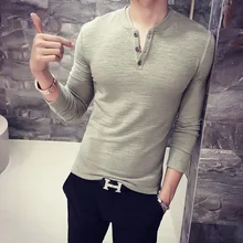 Slim men ‘s long – sleeved bottoming shirt long – sleeved self – cultivation leisure men’ s T – shirt
