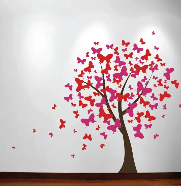 

DIY Nursery Room Decoration Large Wall Tree Kids Nursery Decal Butterfly Cherry Blossom Mural Girls Room Wall Sticker Y-928