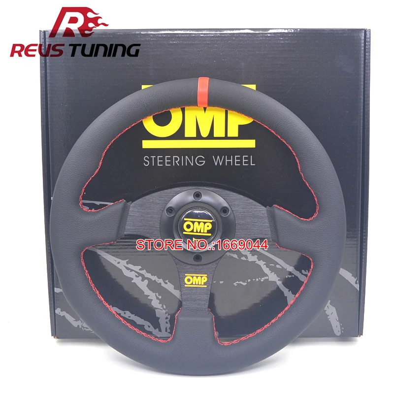 

Universal 330mm / 13inch Leather Red Stitching Rally Car OMP Racing Steering Wheel