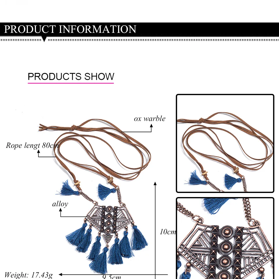 Винтажное богемное этническое массивное ожерелье с кисточкой для женщин цепочка ожерелья для свитера ювелирные изделия аксессуары Подарки