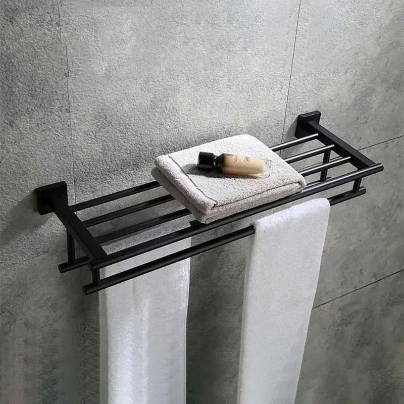 

Simplicity towel racks black 304 stainless steel fixed bath towel bar bathroom accessory towel hanger