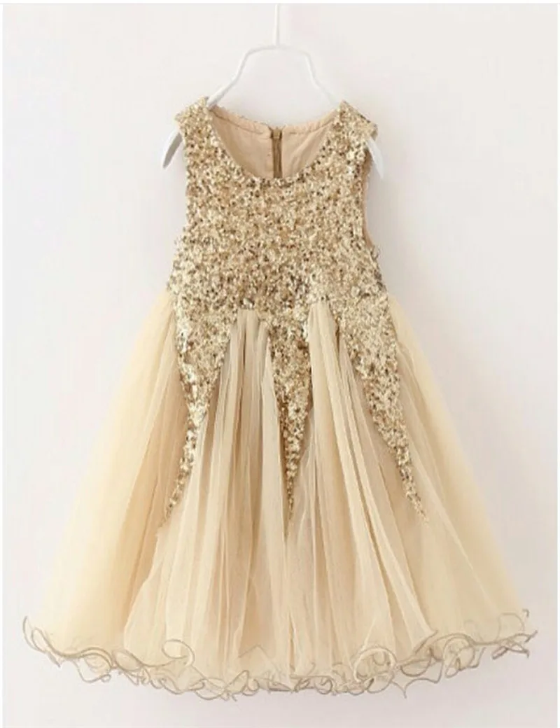 Buy Promotion Gold Sequin Girls Dresses A Line