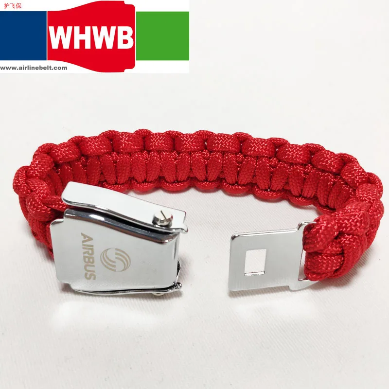 AIRBUS BEOING white aircraft airplane airline safety belt buckle red rope Characteristic knitting bracelet /hand chain/Paracord