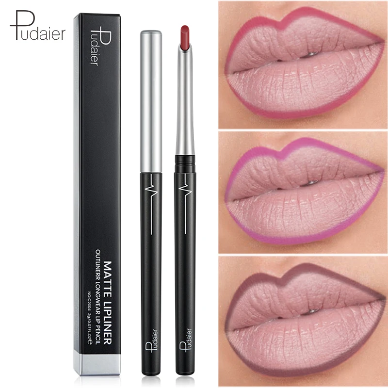 

Pudaier Lips Makeup Matte Lipliner Pencil Waterproof Lipstick Lipliner Long Lasting Matte Lip Liner Pen Nude Pigment Cosmetics