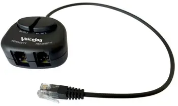 

TWO Mute switch Training Adapter Dual RJ9 Sockets to RJ9 Headset Male plug for call center headset training adapter 4P4C RJ9