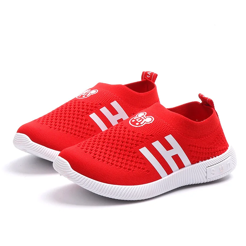 2018 Spring and autumn New Children's shoes Knitted fabric child baby Soft bottom Slip-On sport boys sneakers lovely grils | Детская