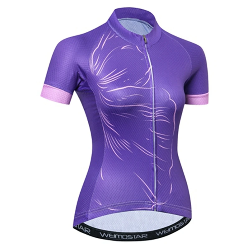 Weimostar Purple Cycling Jersey Girl MTB Bike Jersey Sports summer Short Sleeve Riding Ciclismo
