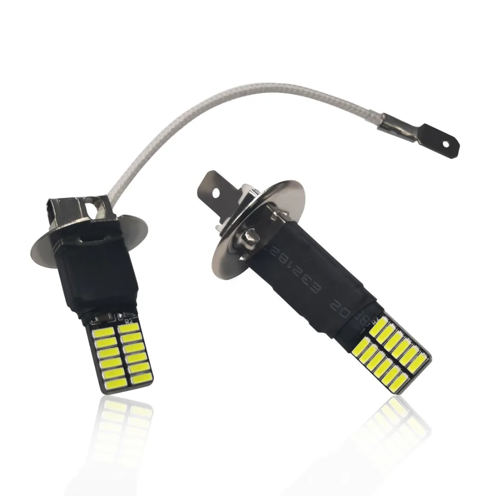 

2 Pcs High Brightness H1 H3 24SMD 4014 Canbus No Error Car Led White Bulbs Front Fog Lights DC12V Auto Lamp Bulbs Driving Lamp
