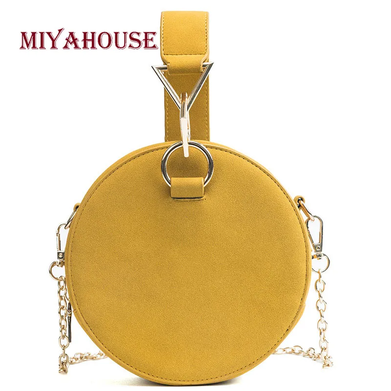 

Miyahouse PU Leather Shoulder Bag With Chain Candy Color Circular Messenger Bag For Women Fashion Crossbody Bag For Female