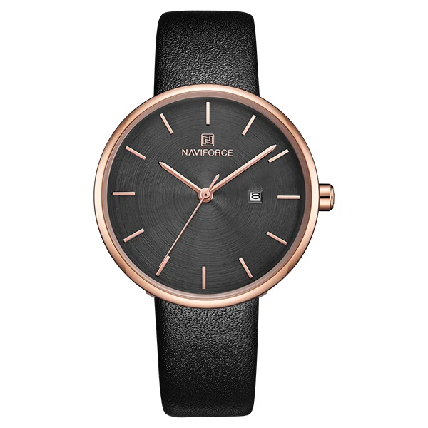 Naviforce женские часы модные роскошные кожаные наручные кварцевые часы женские наручные часы Reloj Mujer Часы Relogio Feminino - Цвет: Black