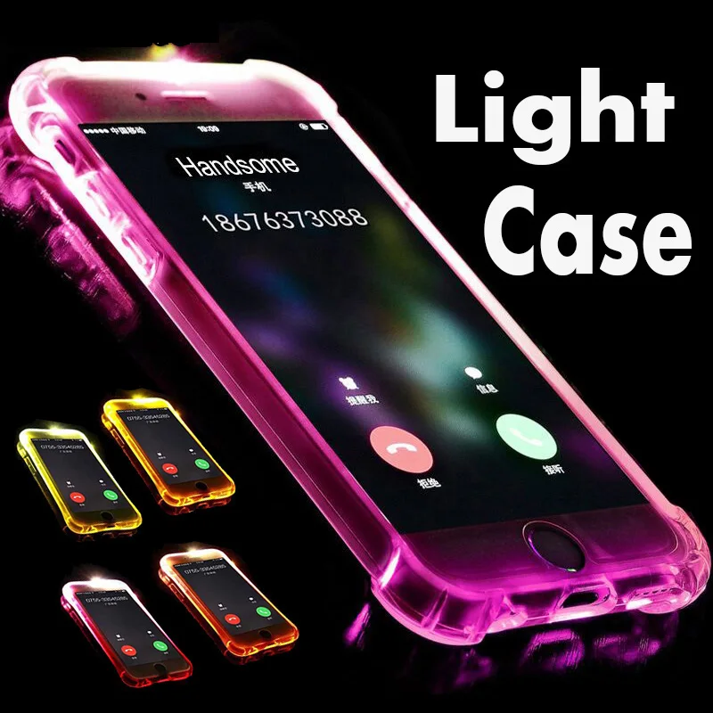 

LED Call Lighting Up Glitter Flash Transparent Case For iPhone XS Max XR X 8 7 6 6S Plus 5 5S Luxury Luminous Soft TPU Cover