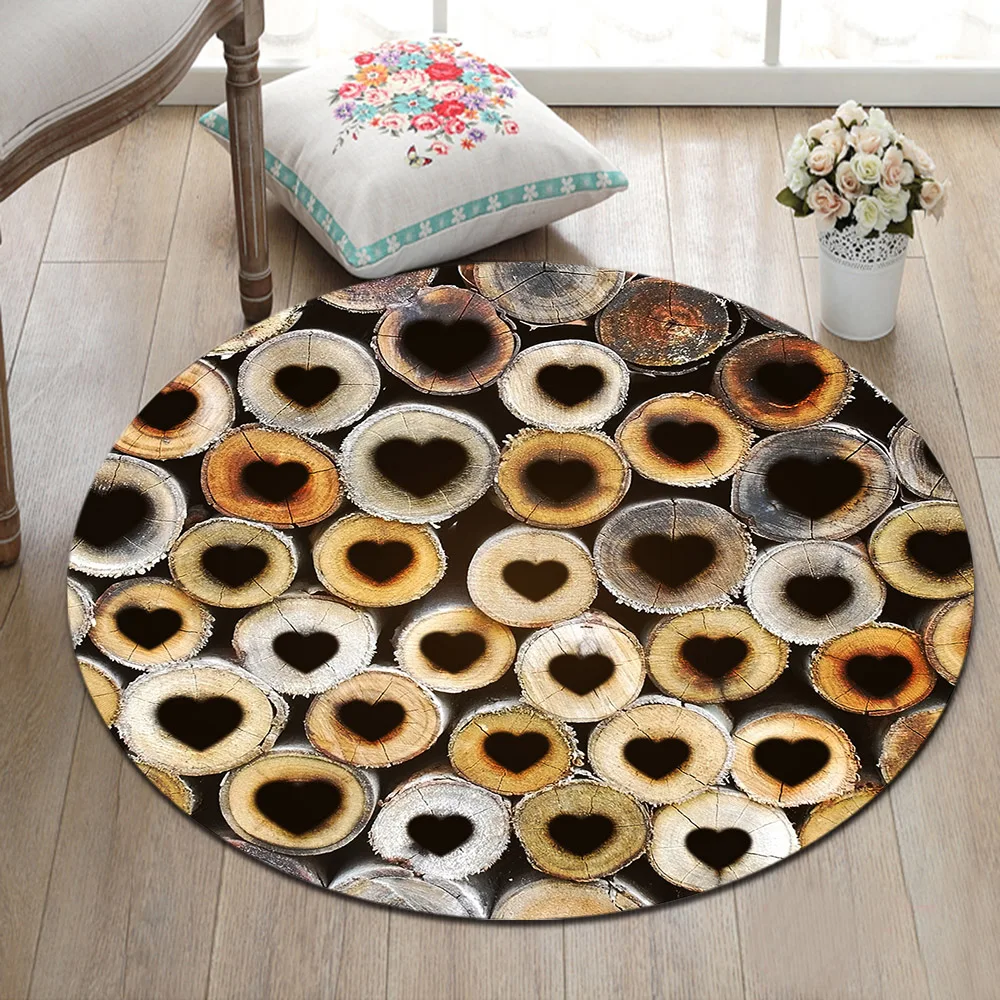 

LB Wood Heart Round Area Rug And Memory Foam Carpet for Kids Girl Baby Home Living Room Absorbent Soft Bedroom Cushion Bath Mat