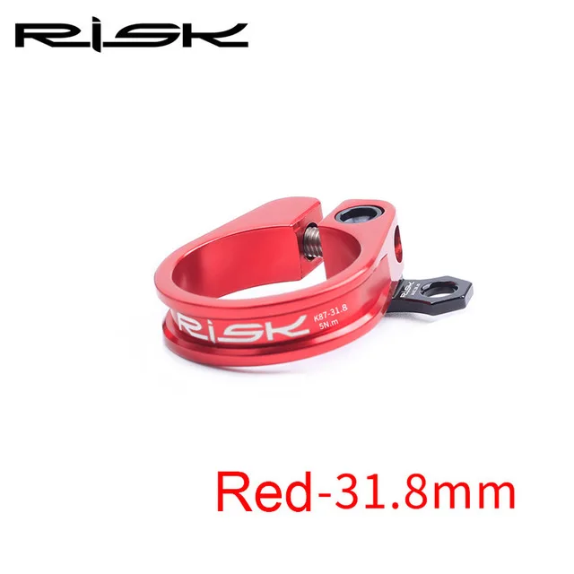 RISK 31.8/34.9mm MTB Bike Seat Post Clamp With Cable Organizer Ultralight Lock Bicycle Seatposts Clamps Road Bike Seatpost Clip - Color: 31.8mm red