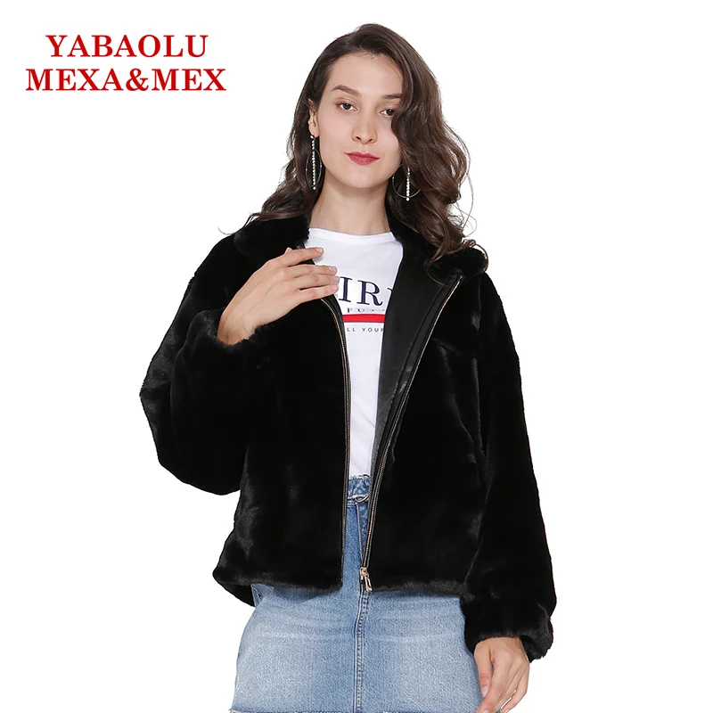 Hiver De Rex Survêtement Automne Femmes Glissière Vestes Fourrure Gilet À noir Manteau Fausse Blanc Casual En Lapin Faux 75xqHwUH