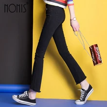 Nonis расклешенные джинсы брюки женские летние стрейч джинсовый, синие джинсы брюки Femme Pantalon плюс размер синие Черные Леггинсы