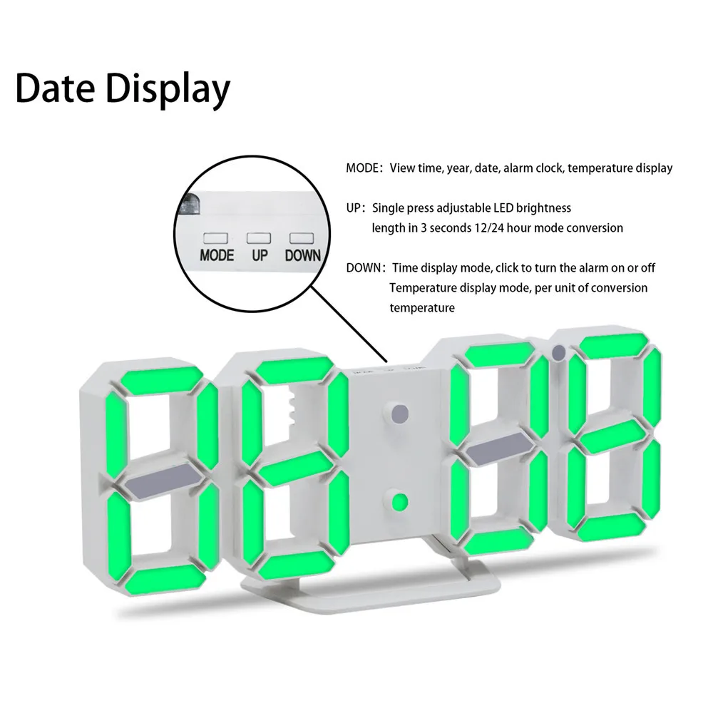 Современные Цифровые Светодиодный Настольные часы с ночным будильником для дома, гостиной, офиса, 24 или 12 часов