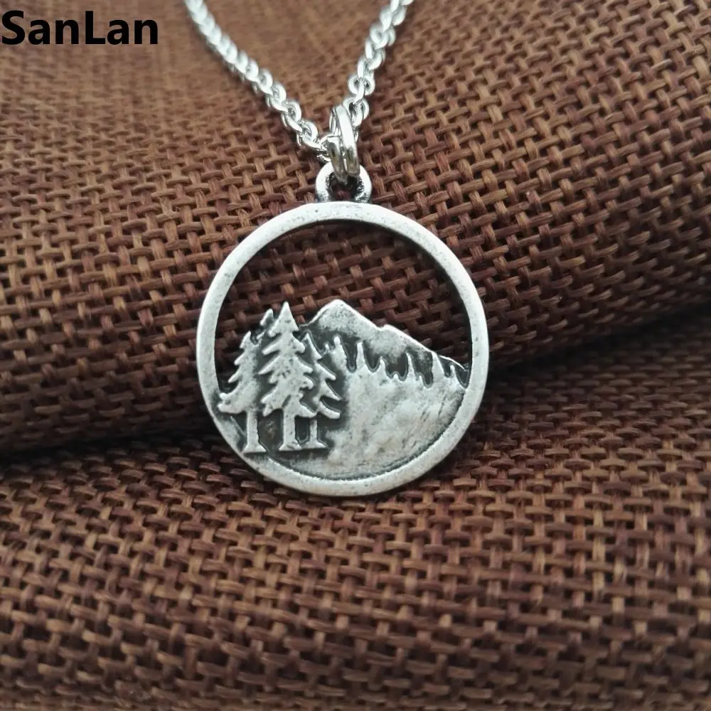 10pcs Lovely Pine Tree pendant in the forst Mountain necklace camping