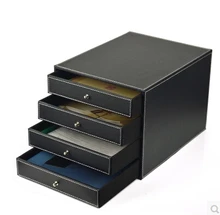 4 drawer wood structure leather container desk filing cabinet office storage box office organizer document container