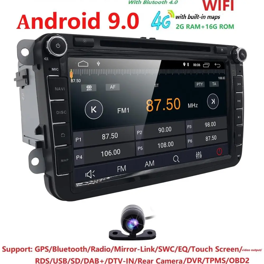 Android 9,0 автомобильный DVD для VW Volkswagen SKODA GOLF 5 Golf 6 POLO PASSAT B7 T5 CC JETTA TIGUAN автомобильный gps стерео навигационный плеер dab