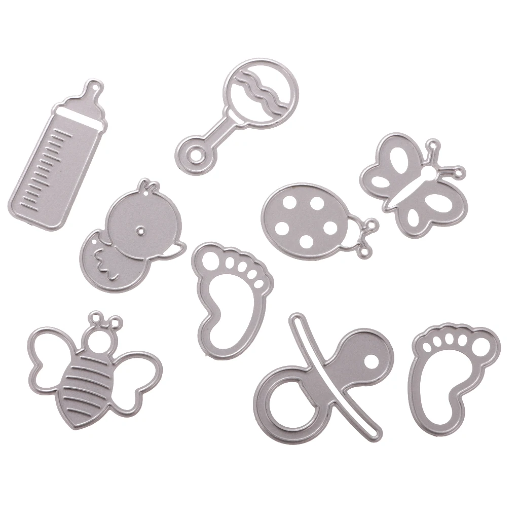 Set of 9 Baby Shower Cutting Dies Stencils Sewing for DIY Scrapbooking Album Stamping Paper Personalized Making 