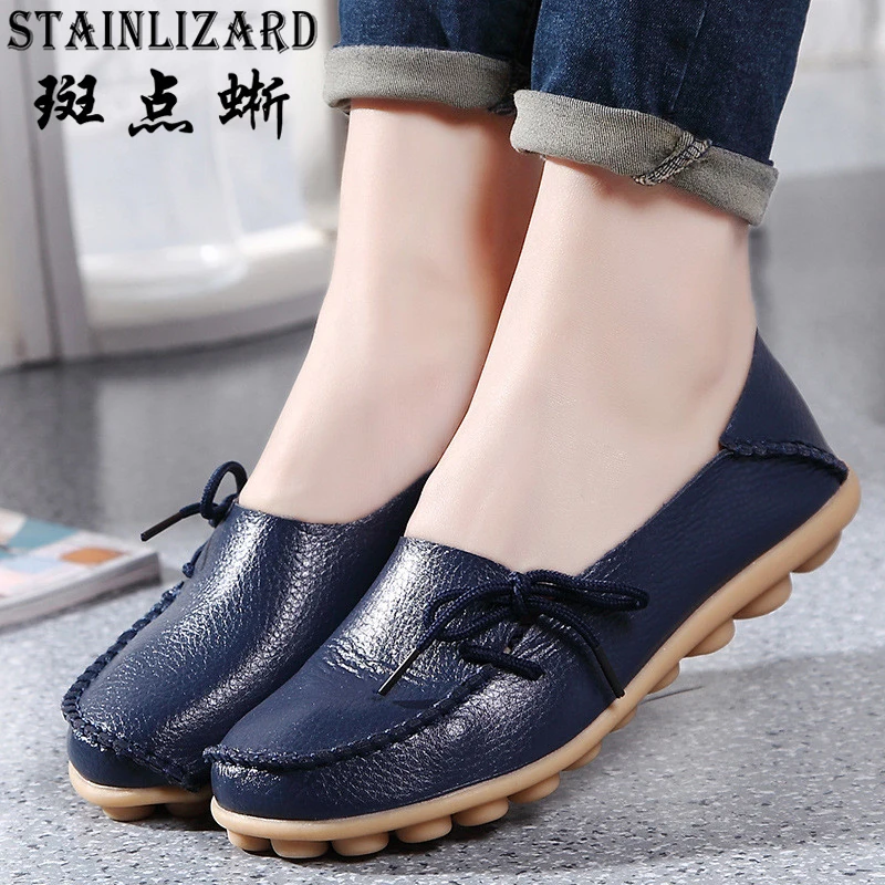 Plus size women shoes fashion soft Leather women flats slip on Autumn women shoes casual Comfort loafers Female shoes SDT179