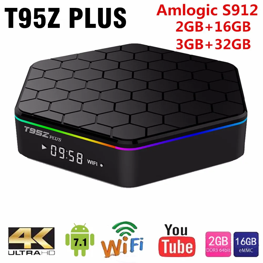 Оригинальный T95Z Plus Smart TV BOX 2 ГБ/16 ГБ 3 Гб/32 Восьмиядерный процессор Amlogic S912 Android 7 1 TVBOX