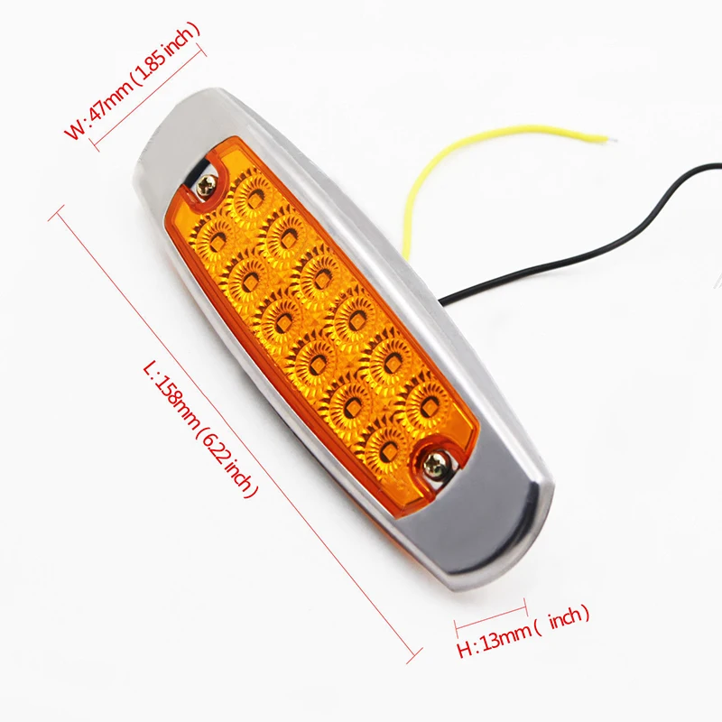 10x158*47*13 мм 12LED 12 V/24 V DC супер яркий желтый автомобильный Тяжелый Грузовик Боковые габаритные лампы для Freightliner