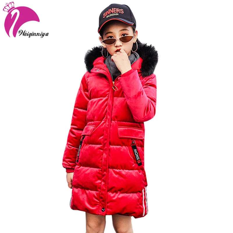

weiqinniya Girls Down Parkas Jackets Winter Kid Down Fur Hooded Jacket For Girls Fashion Children Down Coat For Boy Thick Jacket