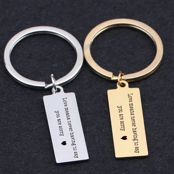 

Stainless Steel Keychain Engraved Love Means Never Having To Say You Are Sorry Lovers' Emotion Confessio Key Tag Key Ring
