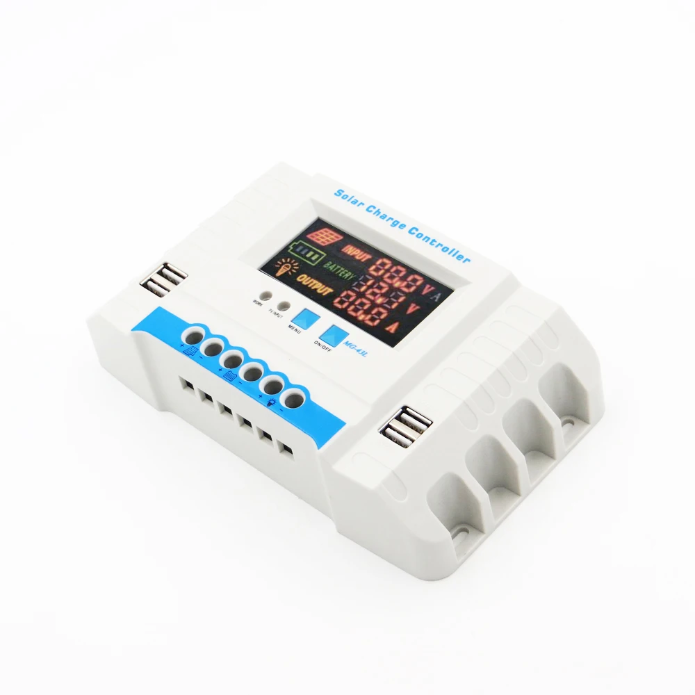 

60A 50A 40A 30A 20A 10A 24V 12V Auto Solar Panel Battery Charge Controller PWM LCD Display Solar Collector Regulator USB two