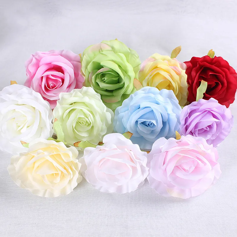 

100pcs/lot 10cm Artificial Rose Flower Heads for Wedding Backdrop Flower Wall Decoration DIY Silk Rose Head for Kissing Ball