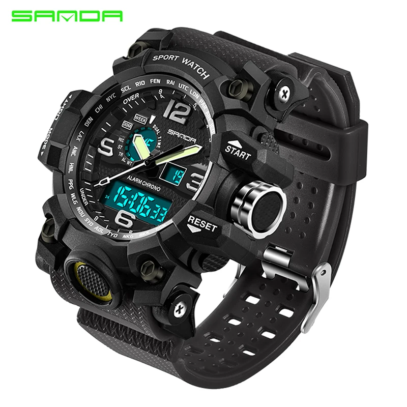 SANDA Fashion Sport Multifunction Men S Quartz Digital Watch Men Sports Watches Luxury Brand LED Military