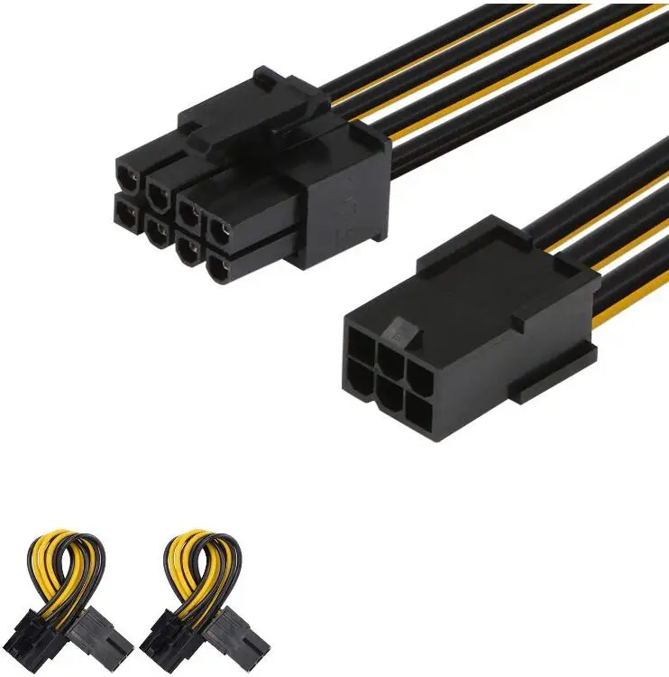 

LBSC 2Pack 6 Pin to 8 Pin PCIe Express PCIe Graphics Video Card Power Cable Adapter 8 inch-20cm Black