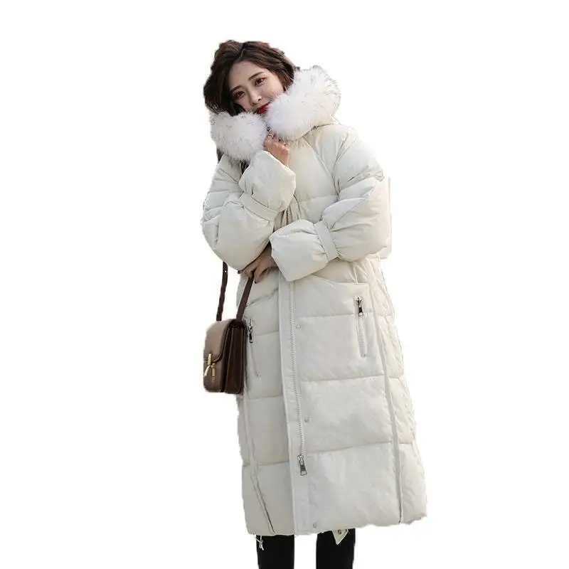 2019 Womens Winter New Korean Version Fashion Down Cotton Big Hair Collar Hat Medium Long Cotton-padded Clothes Female Coats | Женская