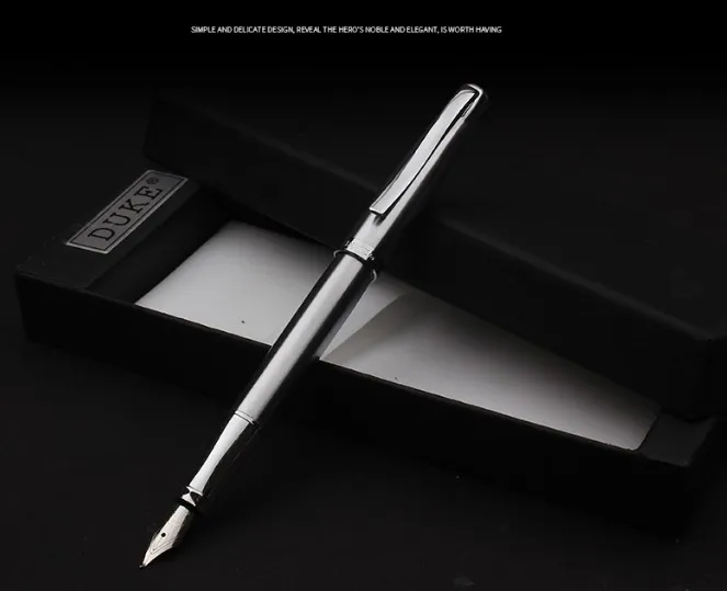Duke 209 Luxury Silver 0.8mm Curved Tip Calligraphy Pen Metal Steel