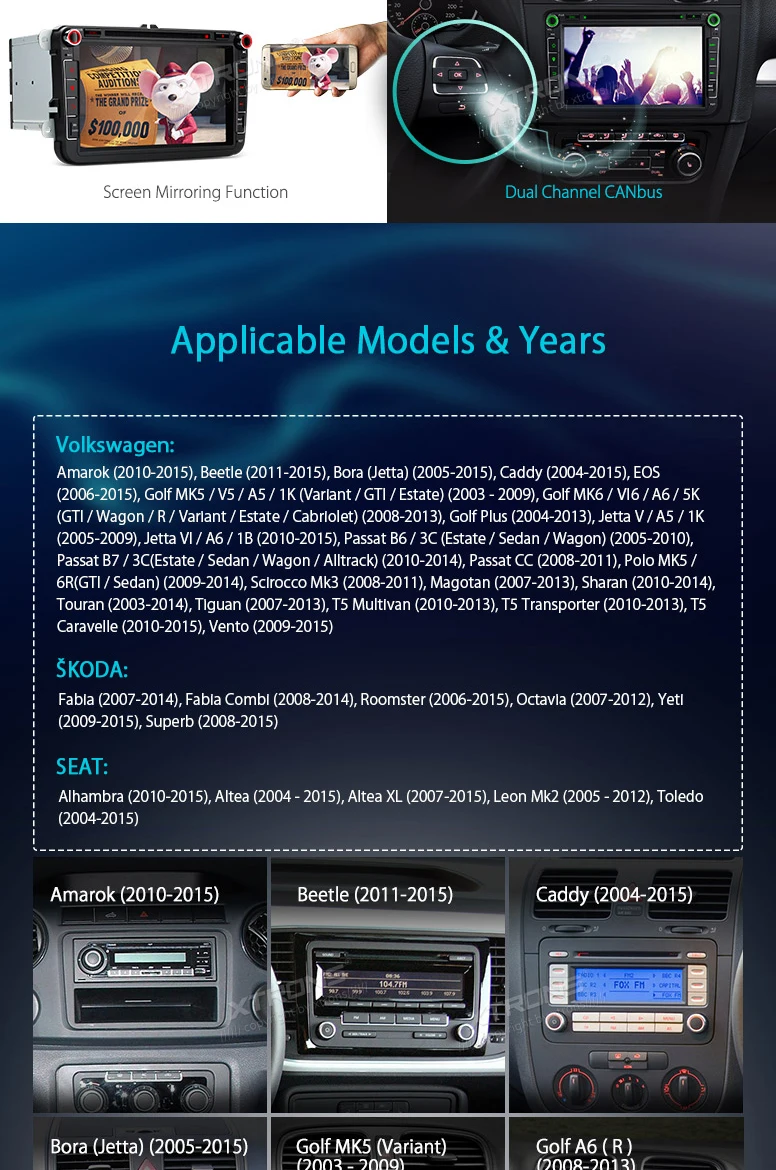 Best 8" Car DVD for Volkswagen Beetle 2011-2015 & Sharan 2010-2014 & Amarok 2010-2015 with Built-in Vehicle Standard DAB+ Module 1
