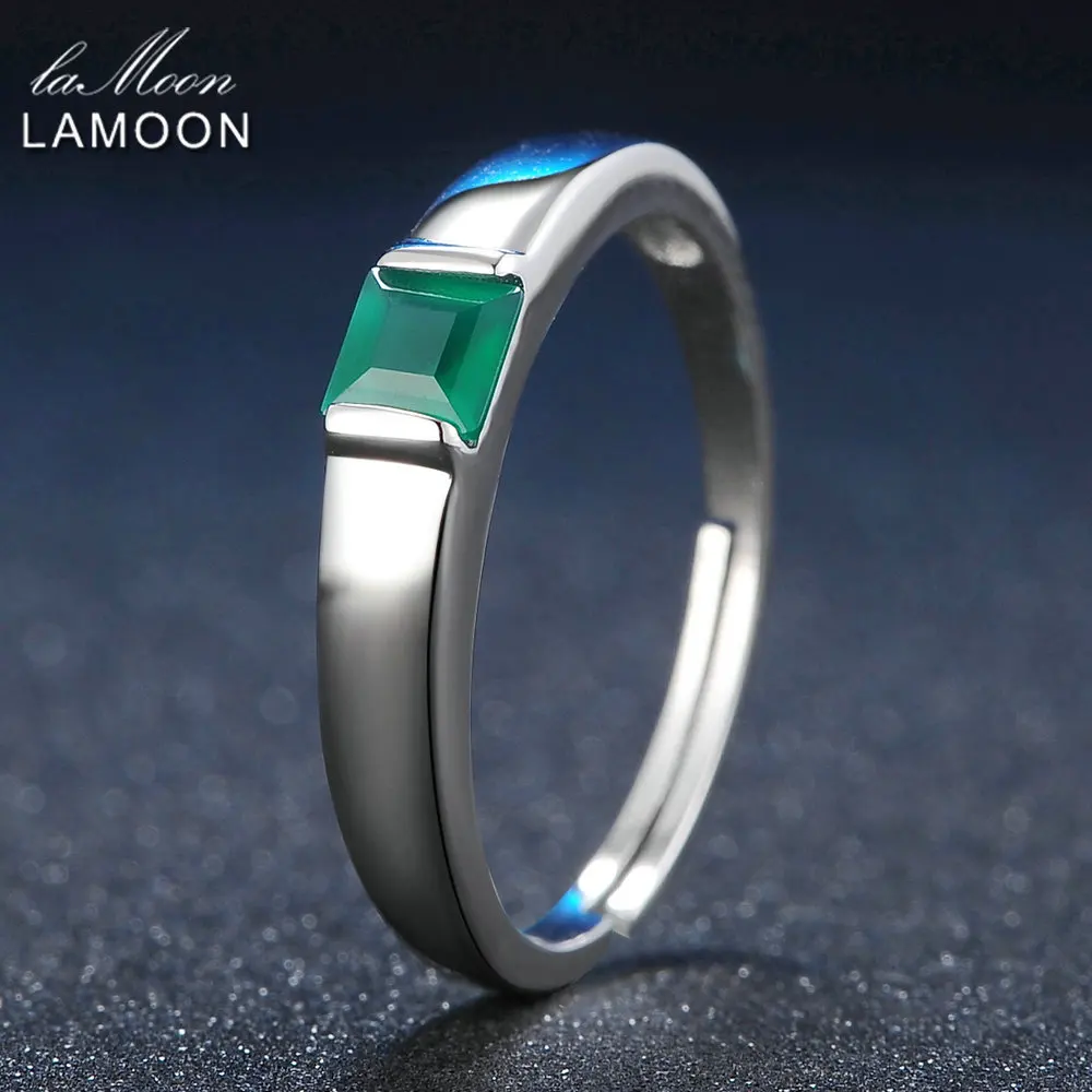 Кольцо для женщин "Ламон", огранка принцессы, 0.23ct, зеленый агат, халцедон, 925 пробы, серебро, 18 K, белое золото, хорошее ювелирное изделие, LMRI006